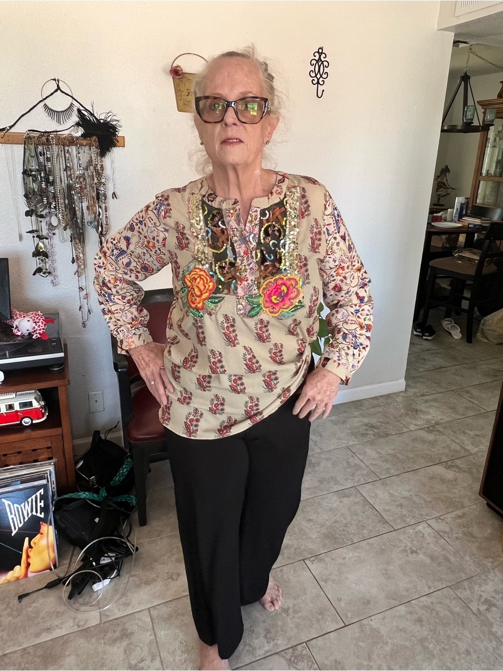 Antica Sartoria Floral Embellished Tunic - Pink Multi - Picture 5 of 11